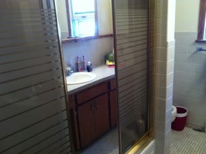 Ummm, why does our shower door have a big mirror on it?