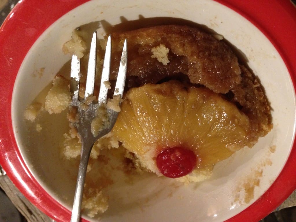 Our neighbors brought us this! It's an upside down, right-side-up, pineapple upside down cake. Delicious!!!